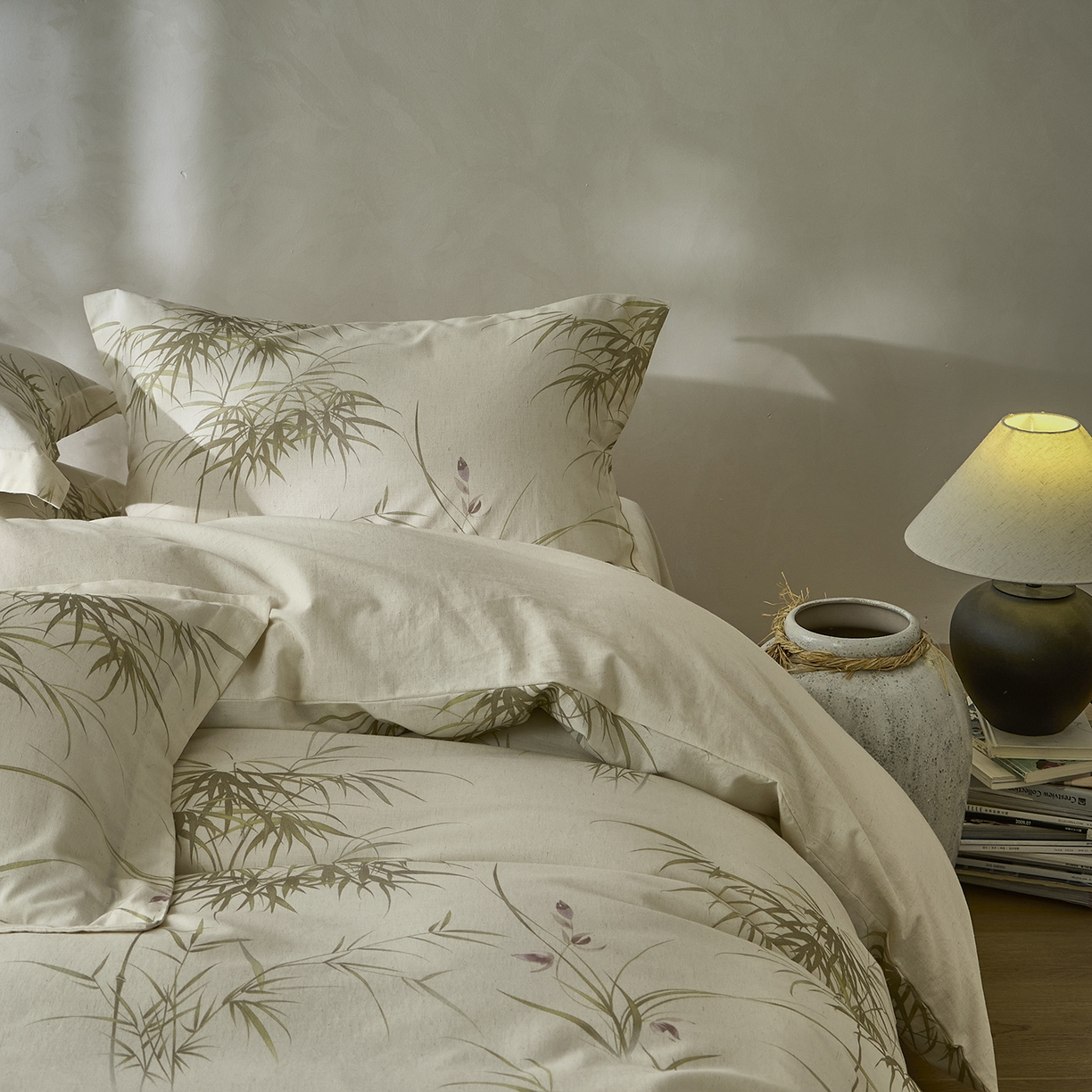 91家纺网 家纺一手货源 找家纺 安莱生活 2025新款全棉纯棉印花棉麻四件套 江南竹-米