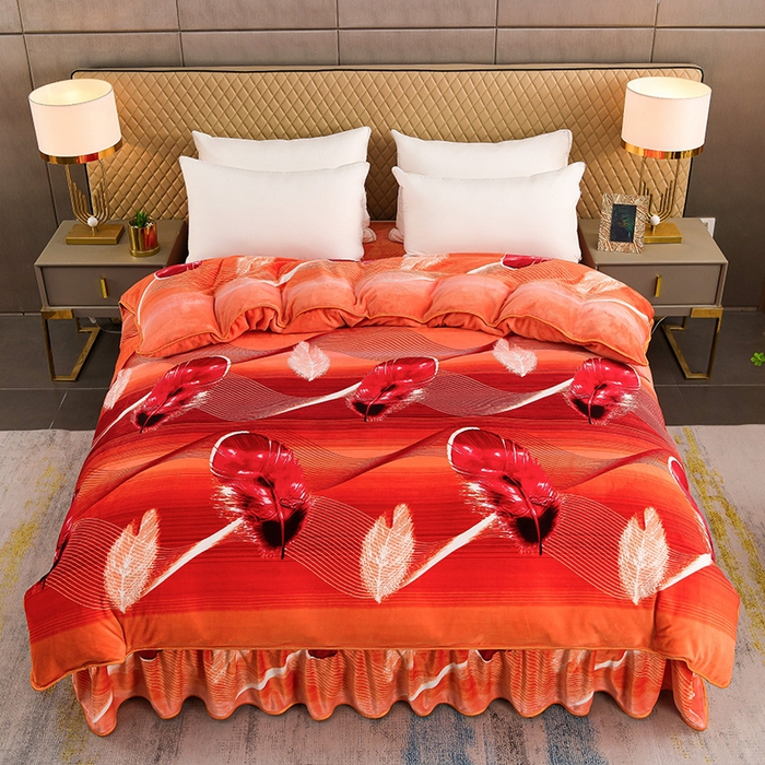 91家纺网 家纺一手货源 找家纺 梦宴 2025新款冬季牛奶绒加厚保暖床裙款法兰绒珊瑚绒四件套床上用品 点亮生活