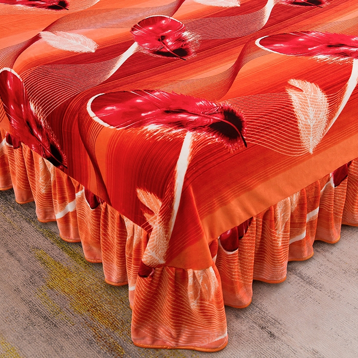 91家纺网 家纺一手货源 找家纺 梦宴 2025新款冬季牛奶绒加厚保暖床裙款法兰绒珊瑚绒四件套床上用品 点亮生活