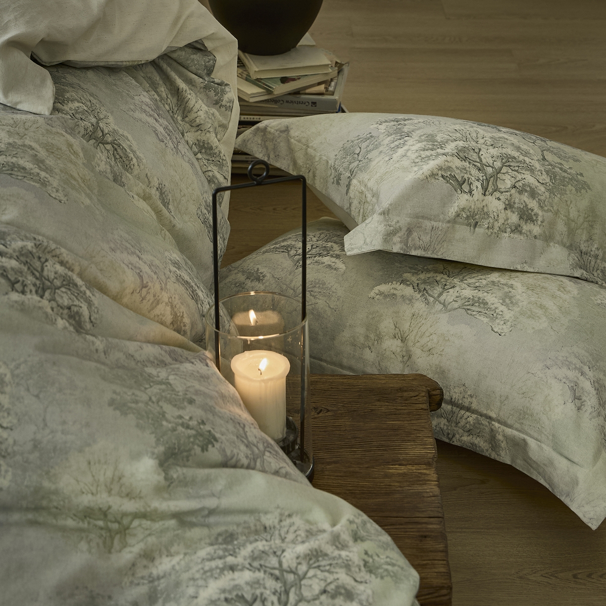 91家纺网 家纺一手货源 找家纺 安莱生活 2025新款全棉纯棉印花棉麻四件套 舒写礼-绿