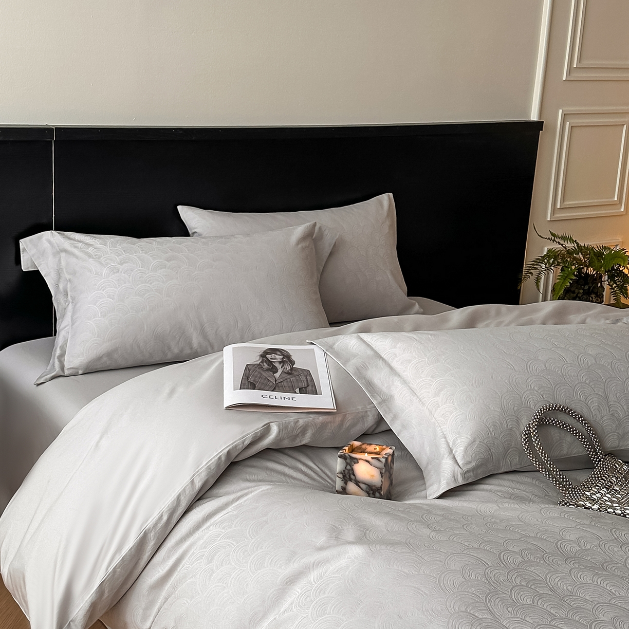 91家纺网 家纺一手货源 找家纺 （总）安莱生活 2025新款60s全棉纯棉简约浮雕四件套