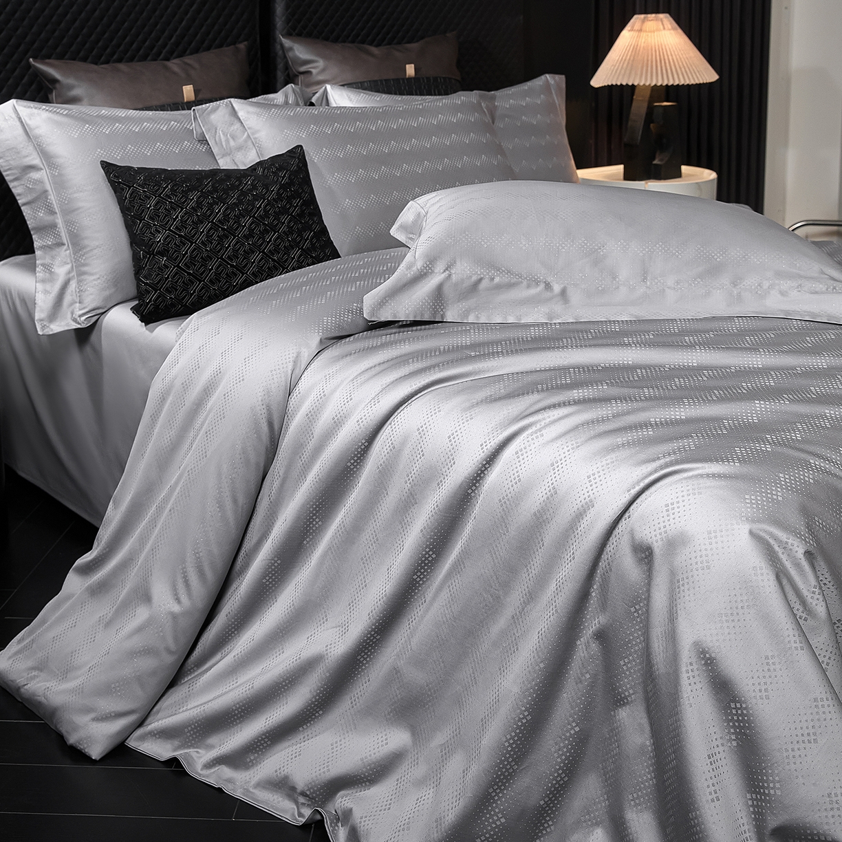 91家纺网 家纺一手货源 找家纺 安莱生活 新款100s全棉纯棉银丝简约四件套系列 爱格091