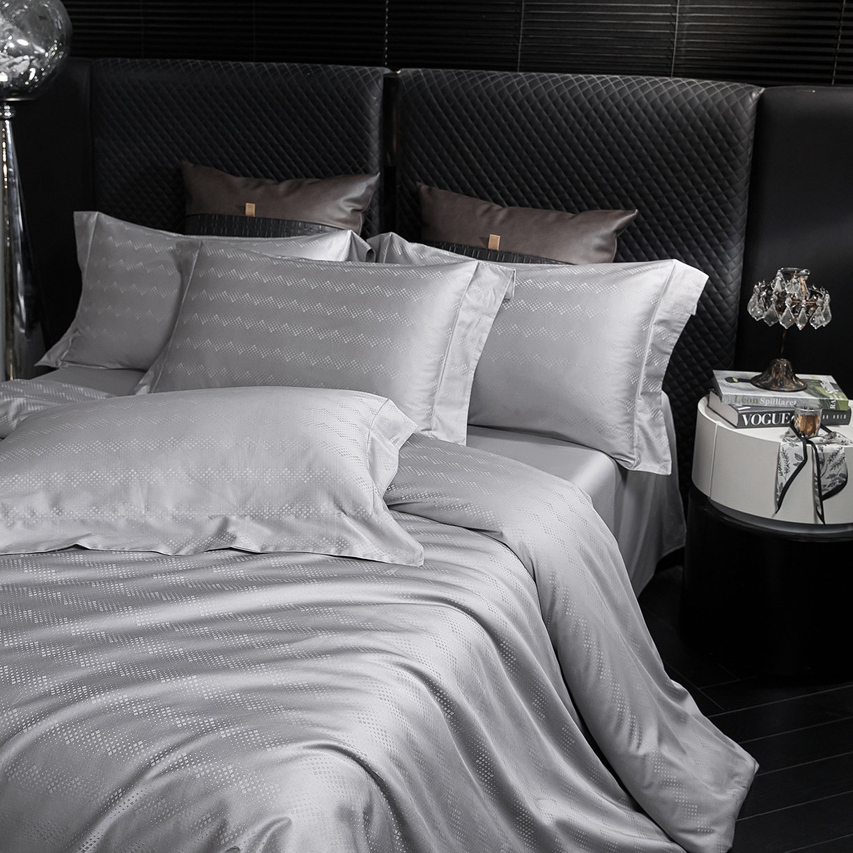 91家纺网 家纺一手货源 找家纺 安莱生活 新款100s全棉纯棉银丝简约四件套系列 爱格091