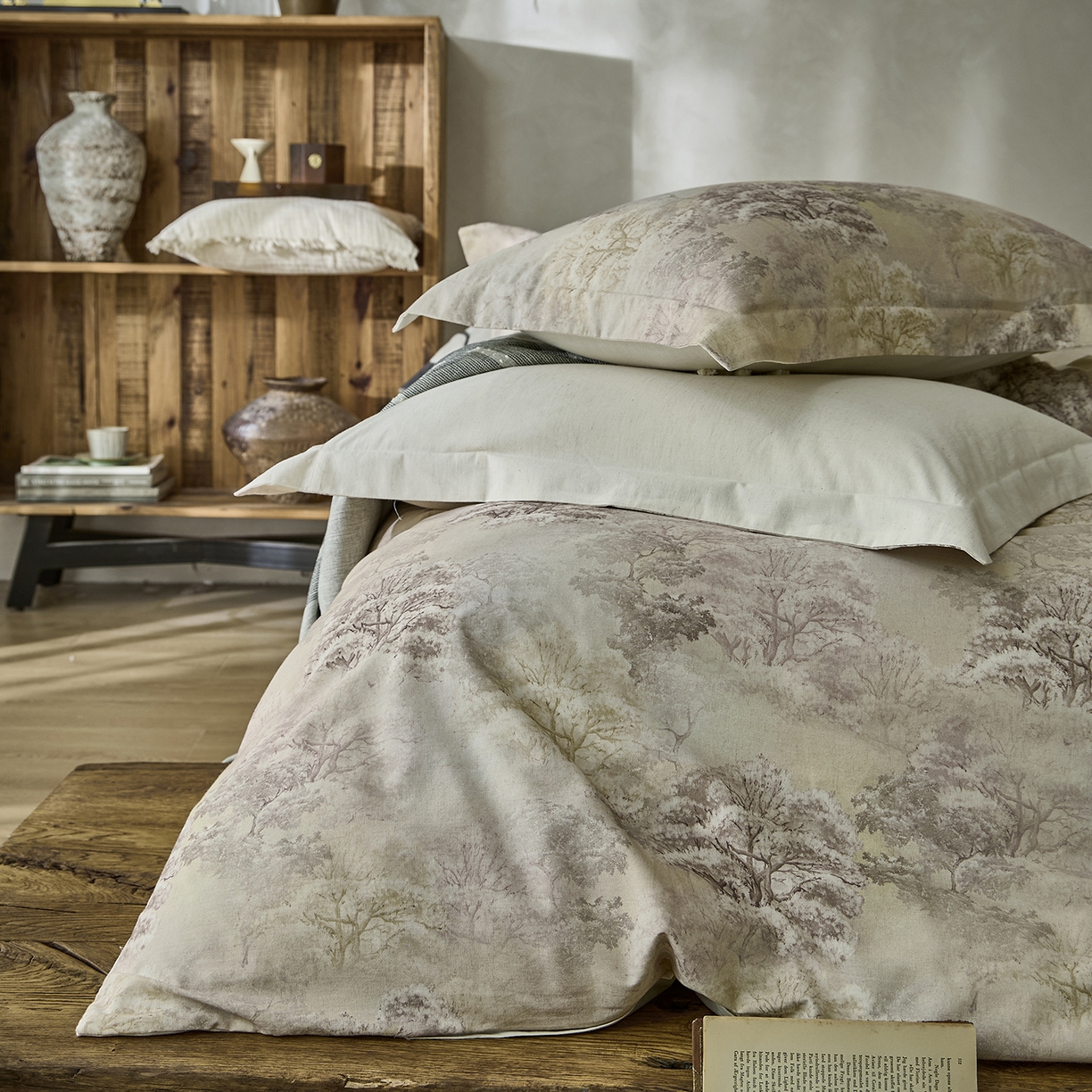 91家纺网 家纺一手货源 找家纺 安莱生活 2025新款全棉纯棉印花棉麻四件套 舒写礼-米