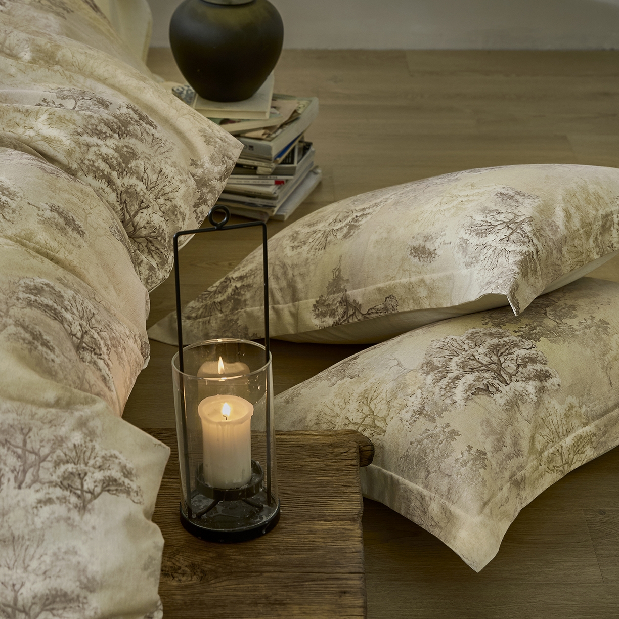 91家纺网 家纺一手货源 找家纺 安莱生活 2025新款全棉纯棉印花棉麻四件套 舒写礼-米