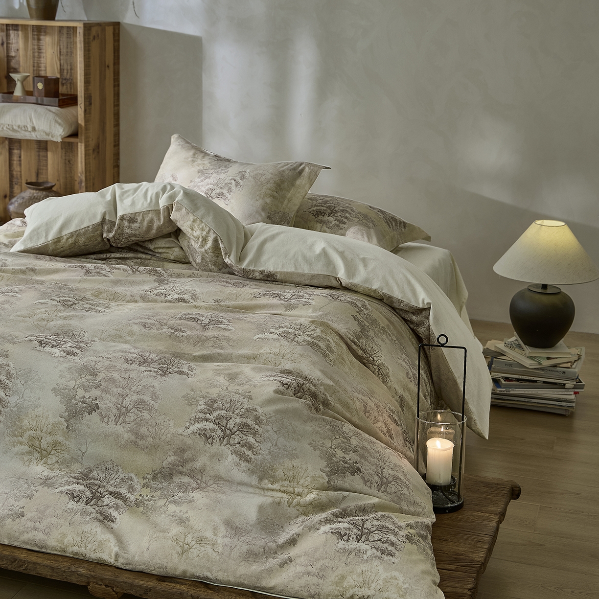 91家纺网 家纺一手货源 找家纺 安莱生活 2025新款全棉纯棉印花棉麻四件套 舒写礼-米