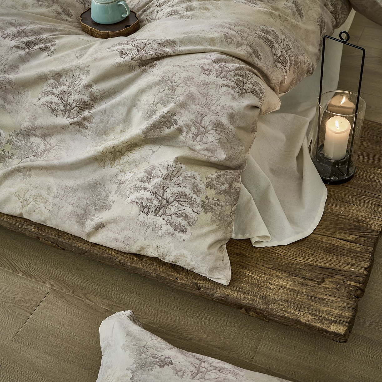 91家纺网 家纺一手货源 找家纺 安莱生活 2025新款全棉纯棉印花棉麻四件套 舒写礼-米