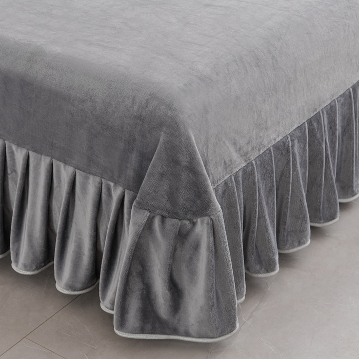 91家纺网 家纺一手货源 找家纺 梦宴 2025新款冬季牛奶绒加厚保暖床裙款法兰绒珊瑚绒四件套床上用品 格调