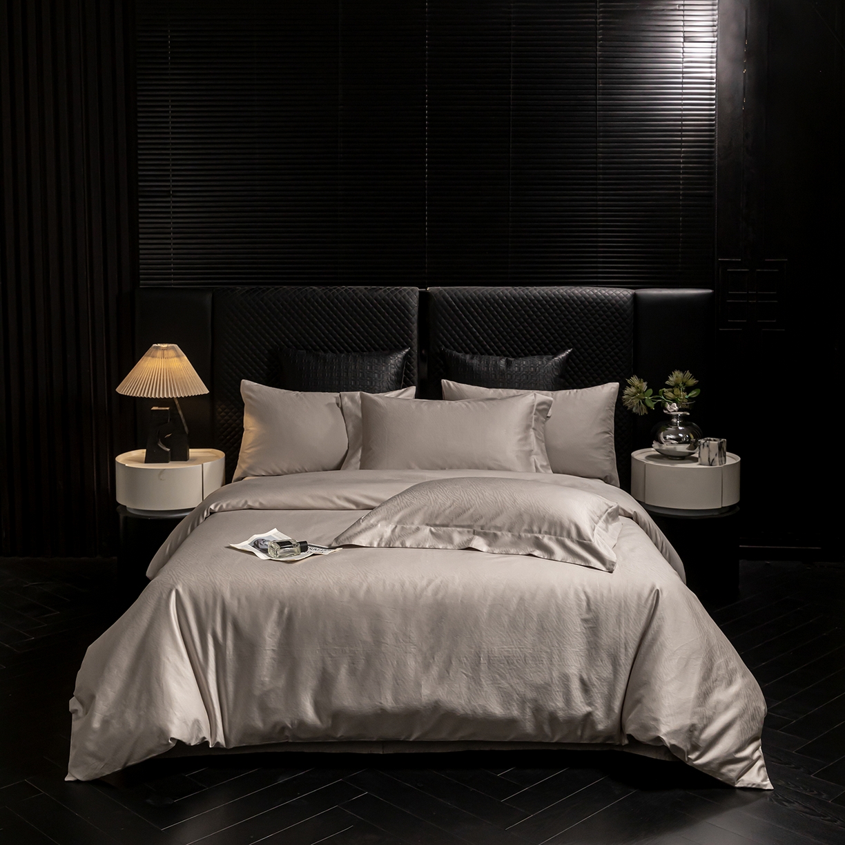 91家纺网 家纺一手货源 找家纺 安莱生活 新款100s全棉纯棉银丝简约四件套系列 斑点流韵055