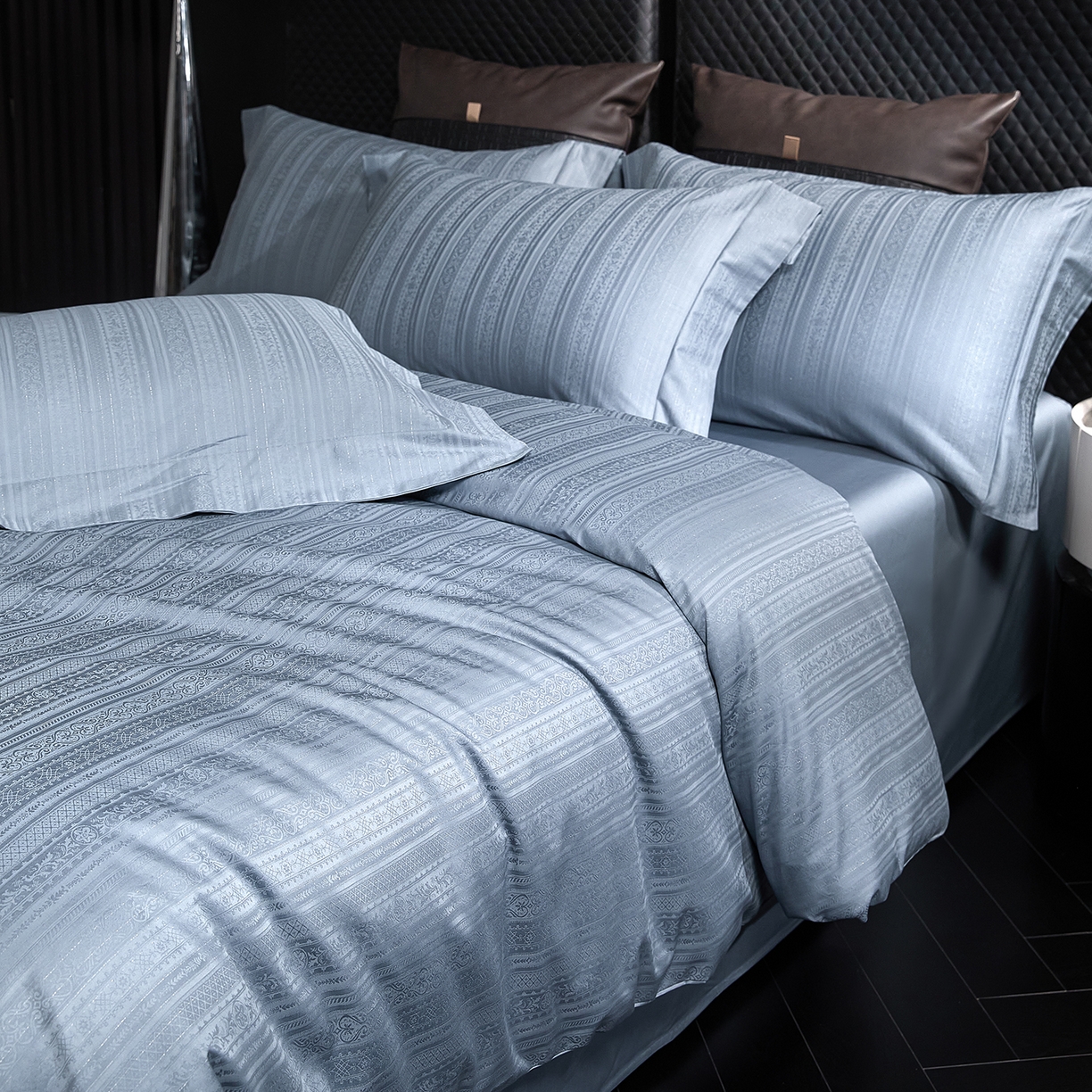 91家纺网 家纺一手货源 找家纺 安莱生活 新款100s全棉纯棉银丝简约四件套系列 非凡084