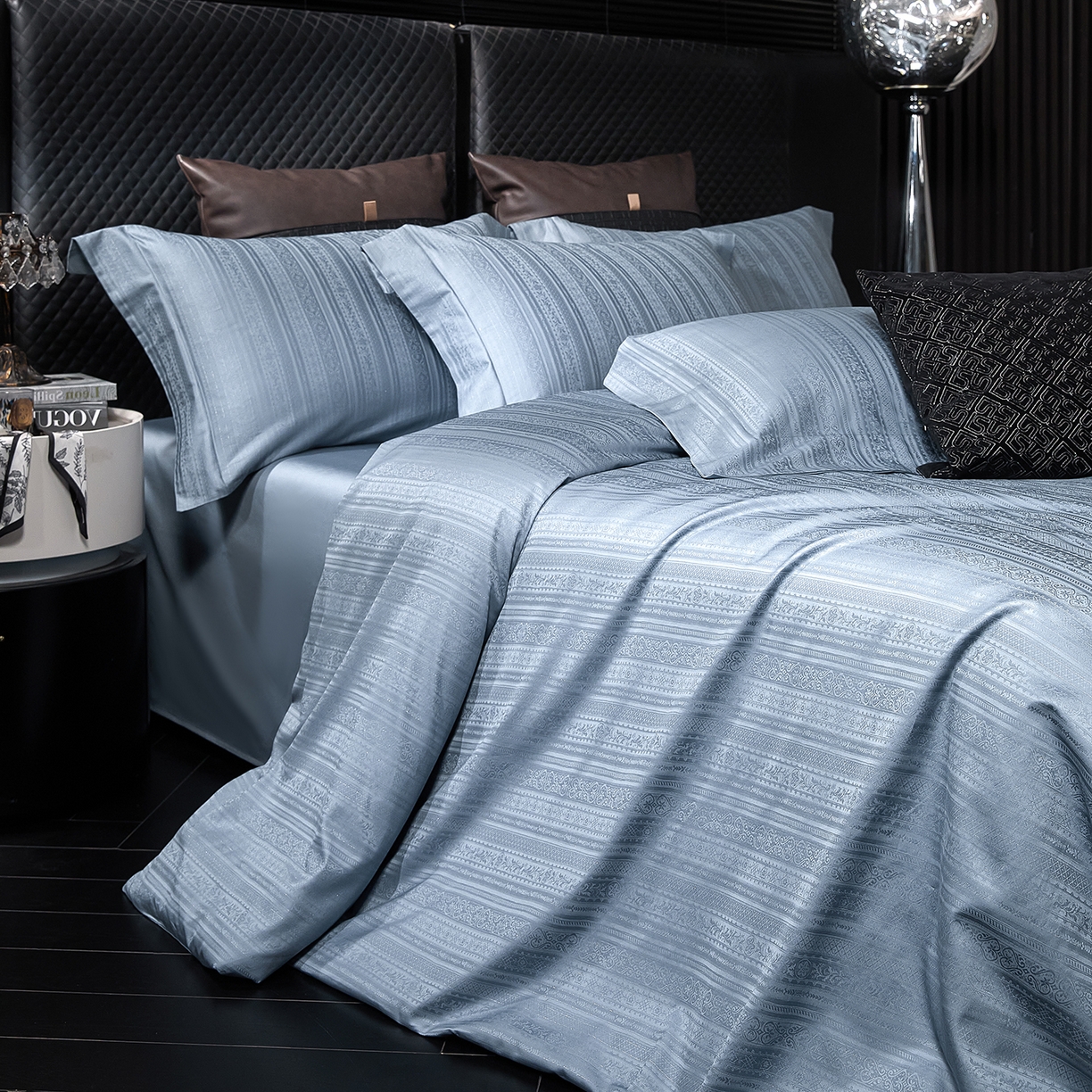 91家纺网 家纺一手货源 找家纺 安莱生活 新款100s全棉纯棉银丝简约四件套系列 非凡084