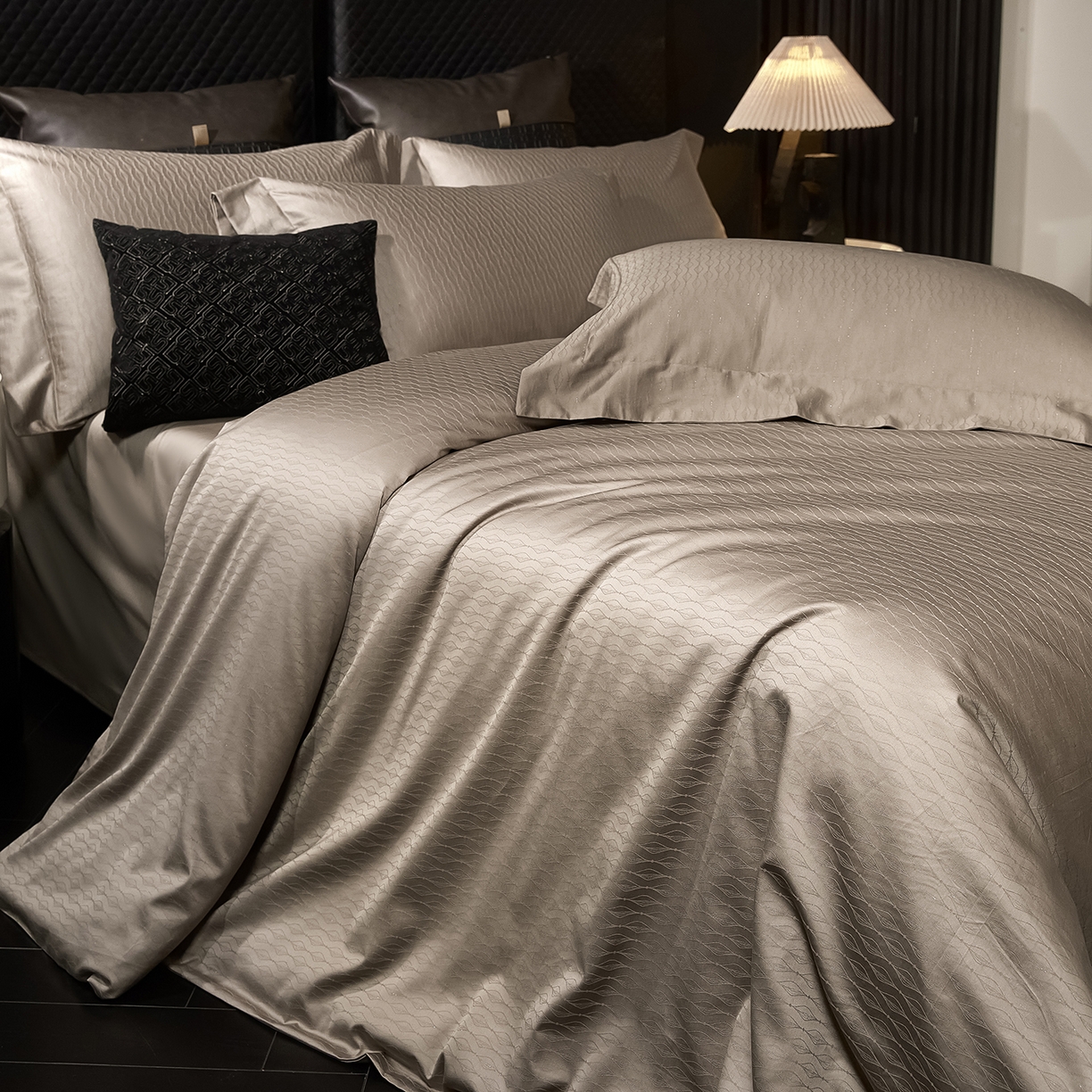 91家纺网 家纺一手货源 找家纺 安莱生活 新款100s全棉纯棉银丝简约四件套系列 光艺066