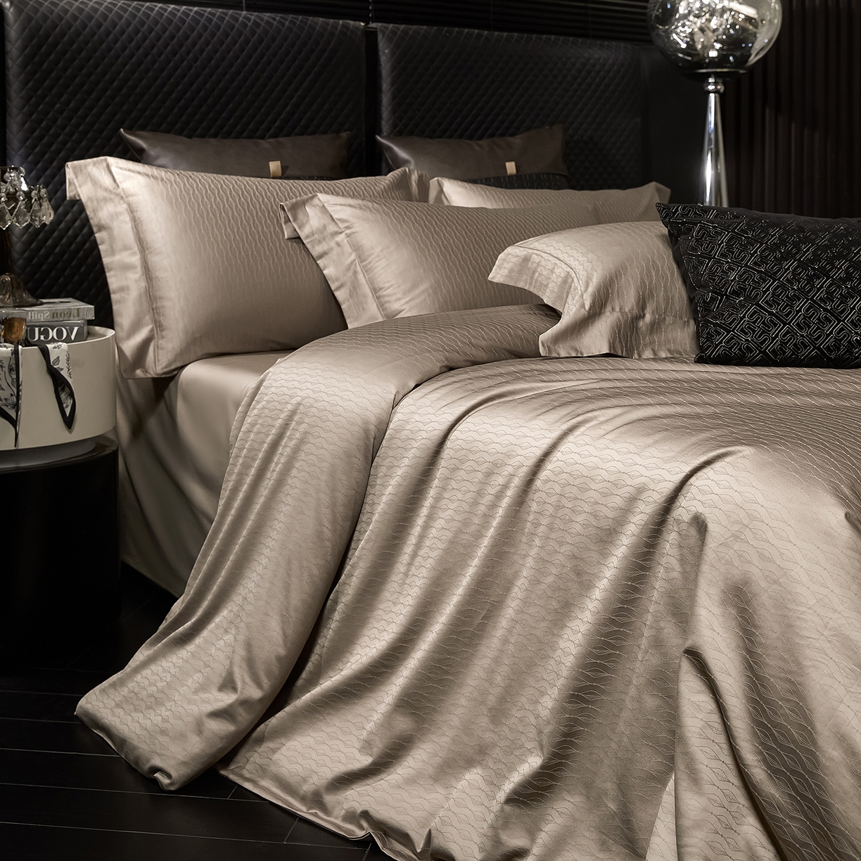 91家纺网 家纺一手货源 找家纺 安莱生活 新款100s全棉纯棉银丝简约四件套系列 光艺066