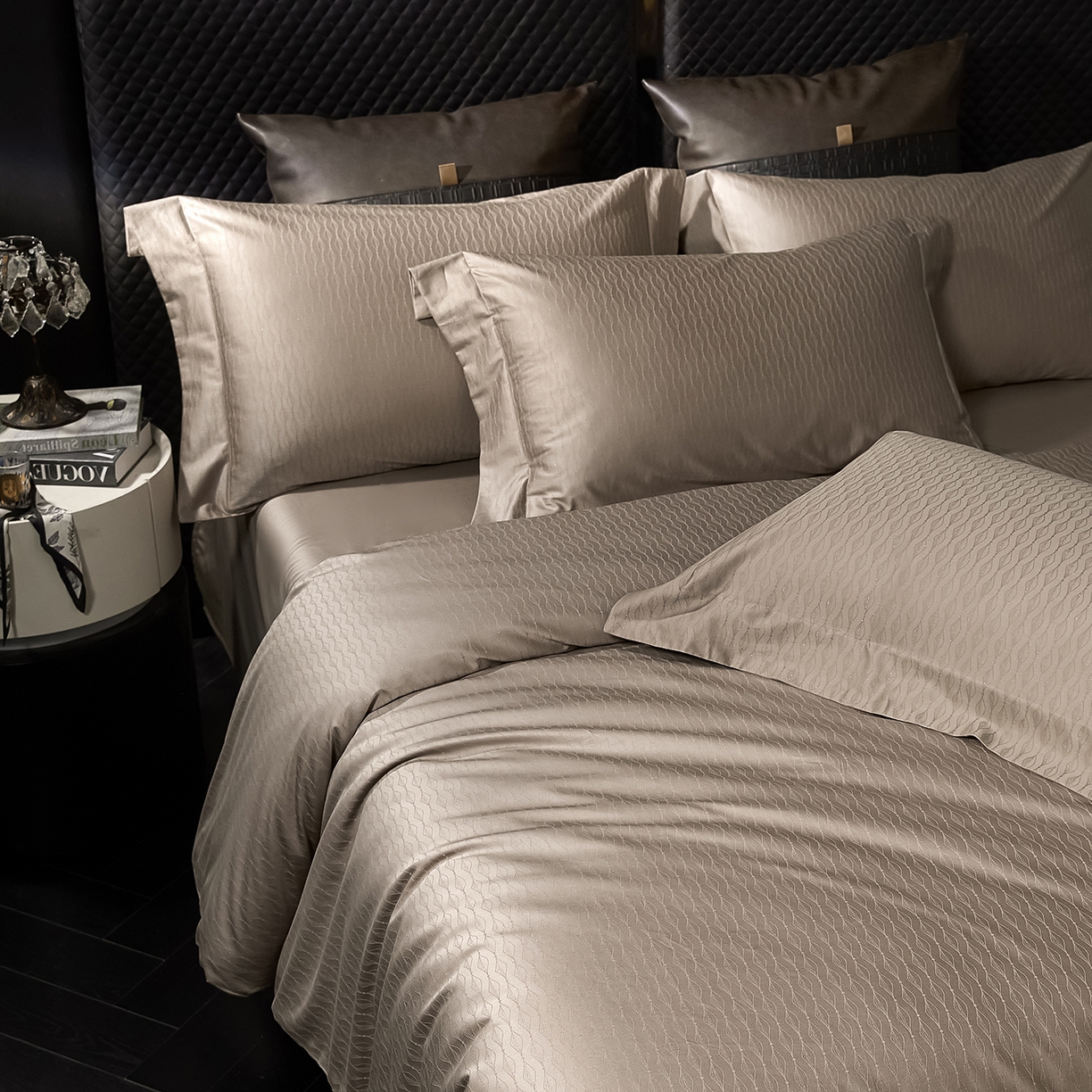 91家纺网 家纺一手货源 找家纺 安莱生活 新款100s全棉纯棉银丝简约四件套系列 光艺066