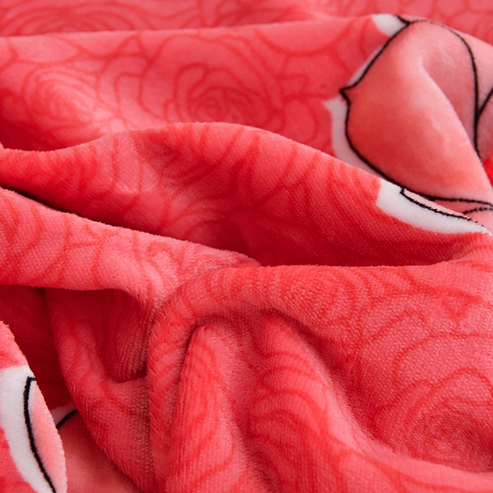 91家纺网 家纺一手货源 找家纺 梦宴 2025新款冬季牛奶绒加厚保暖床裙款法兰绒珊瑚绒四件套床上用品 红粉佳人