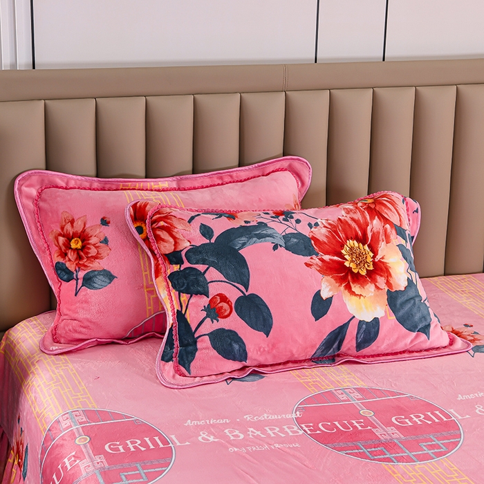 91家纺网 家纺一手货源 找家纺 梦宴 2025新款冬季牛奶绒加厚保暖床裙款法兰绒珊瑚绒四件套床上用品 花开盛宴