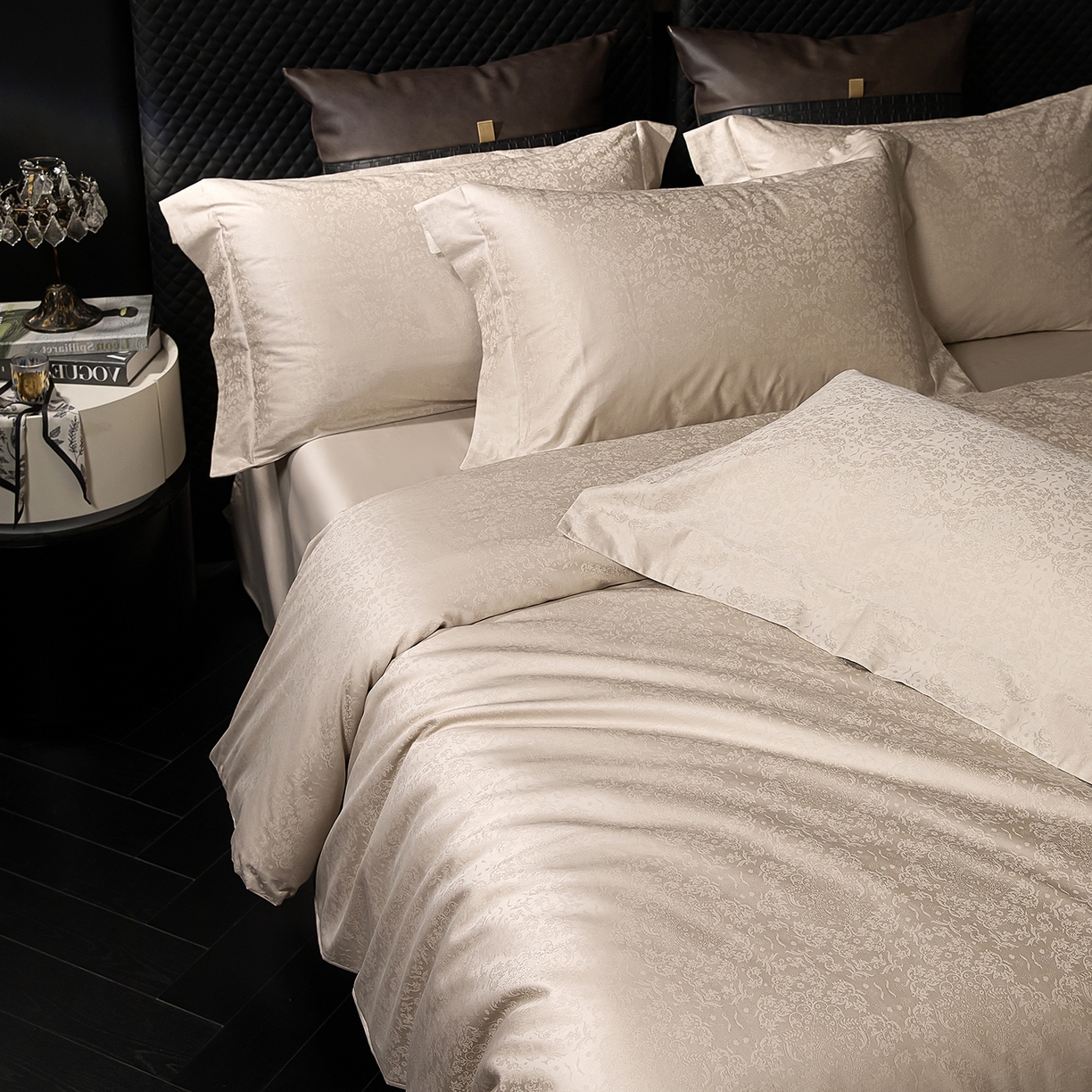 91家纺网 家纺一手货源 找家纺 安莱生活 新款100s全棉纯棉银丝简约四件套系列 罗浮宫079