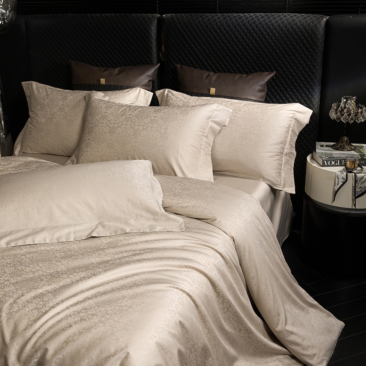 91家纺网 家纺一手货源 找家纺 安莱生活 新款100s全棉纯棉银丝简约四件套系列 罗浮宫079