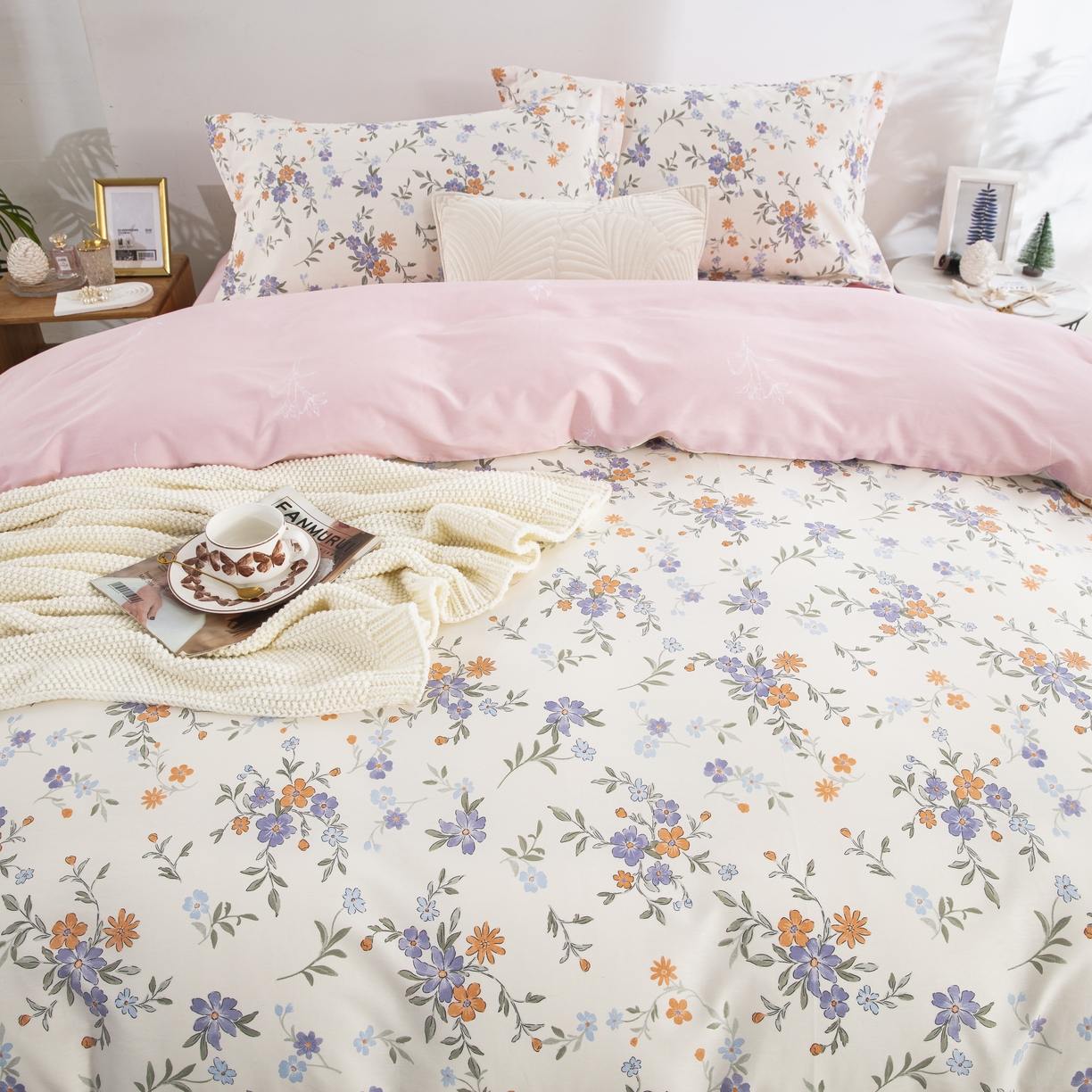 91家纺网 家纺一手货源 找家纺 鲁爱家纺供货 全棉斜纹印花四件套 春晓