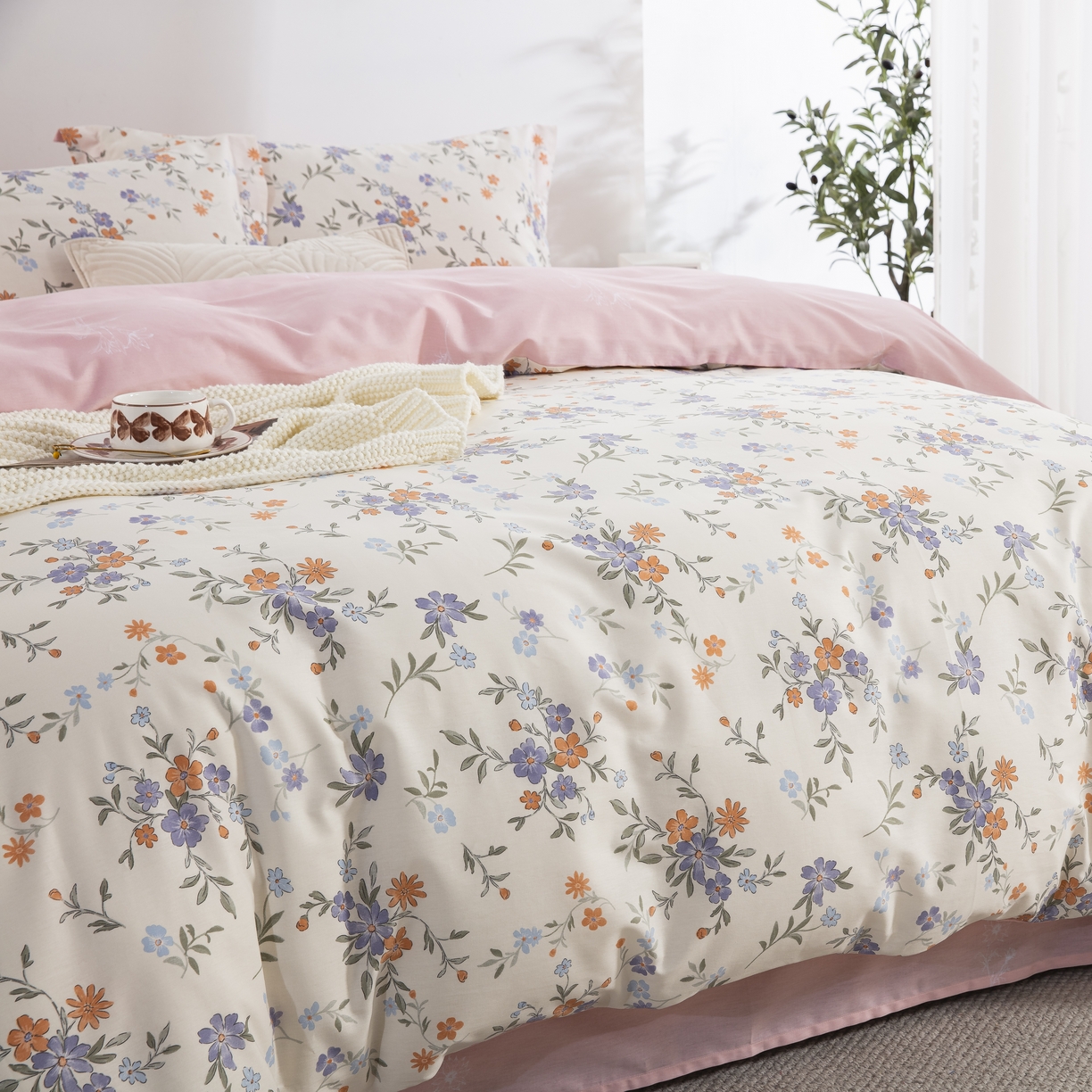 91家纺网 家纺一手货源 找家纺 鲁爱家纺供货 全棉斜纹印花四件套 春晓