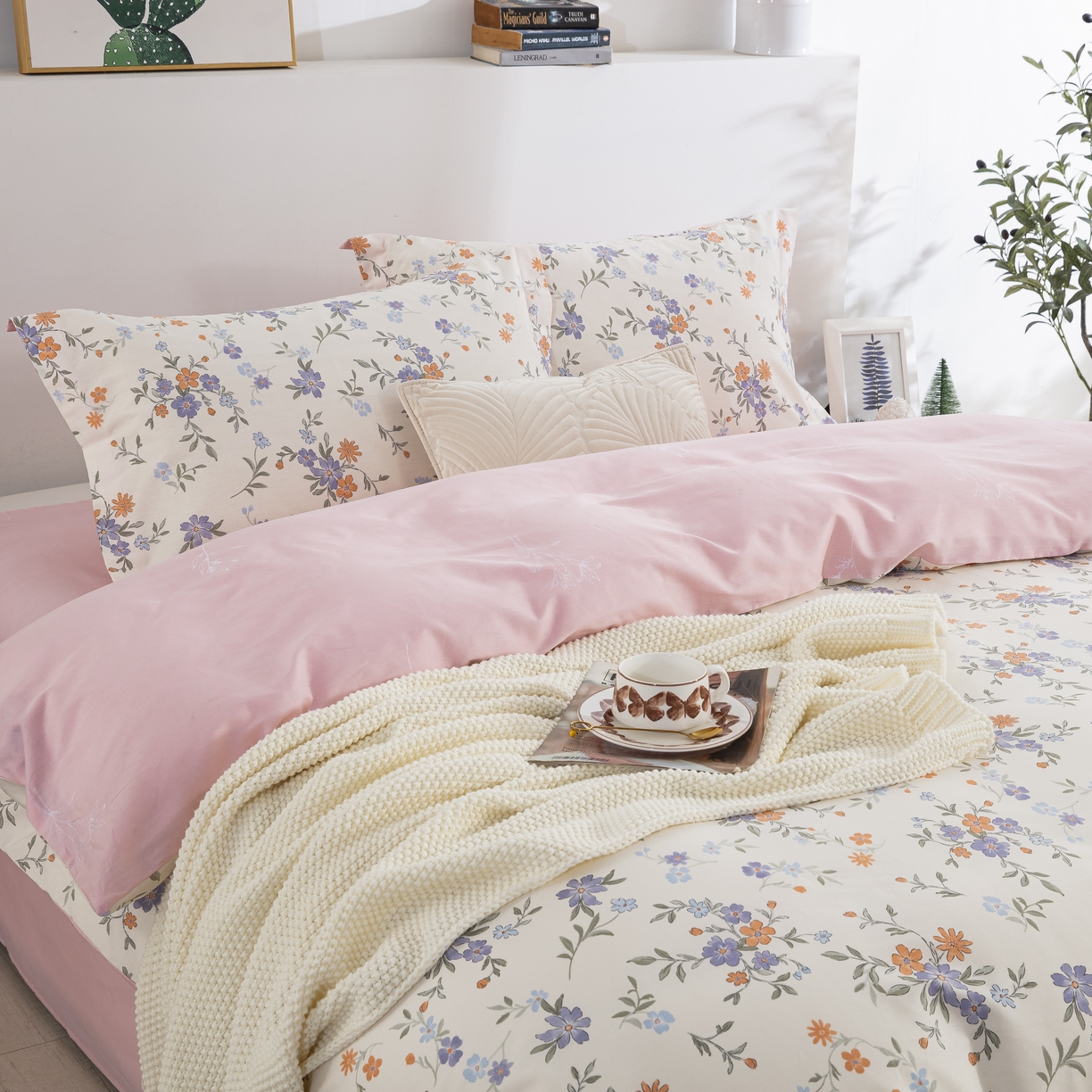 91家纺网 家纺一手货源 找家纺 鲁爱家纺供货 全棉斜纹印花四件套 春晓