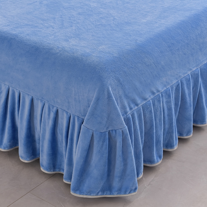 91家纺网 家纺一手货源 找家纺 梦宴 2025新款冬季牛奶绒加厚保暖床裙款法兰绒珊瑚绒四件套床上用品 花枝如梦