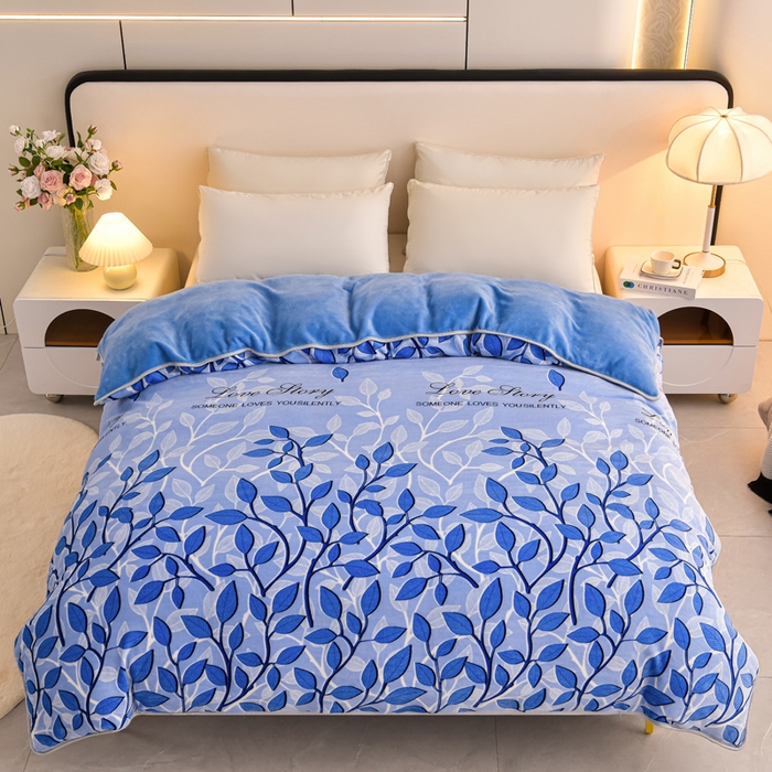 91家纺网 家纺一手货源 找家纺 梦宴 2025新款冬季牛奶绒加厚保暖床裙款法兰绒珊瑚绒四件套床上用品 花枝如梦