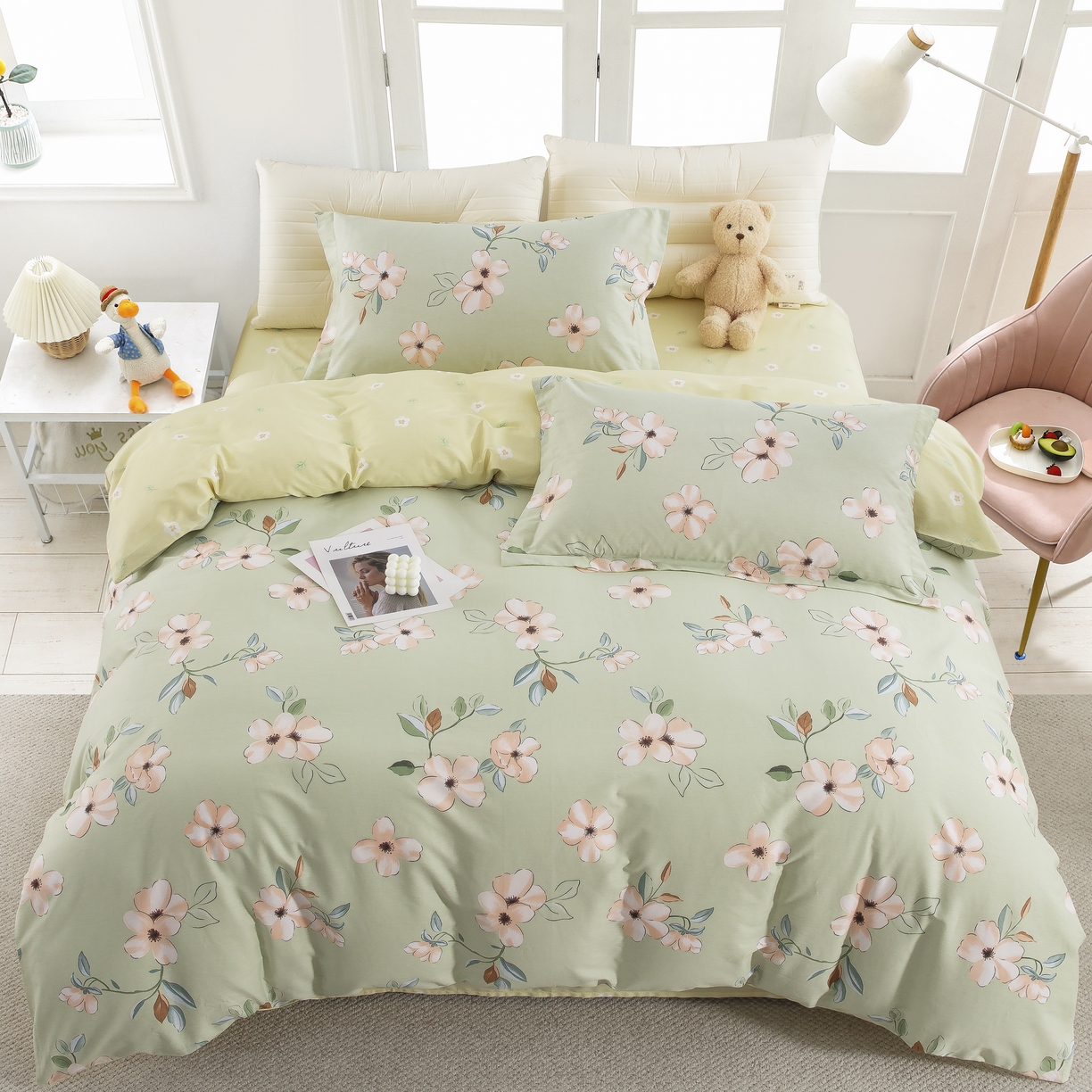 鲁爱家纺供货 全棉斜纹印花四件套 花梦初醒