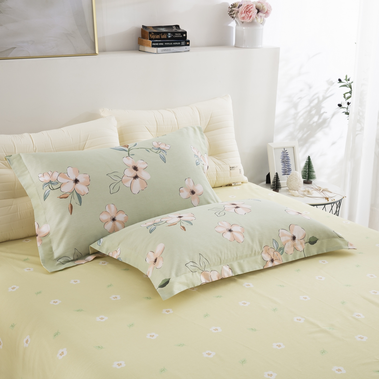 91家纺网 家纺一手货源 找家纺 鲁爱家纺供货 全棉斜纹印花四件套 花梦初醒