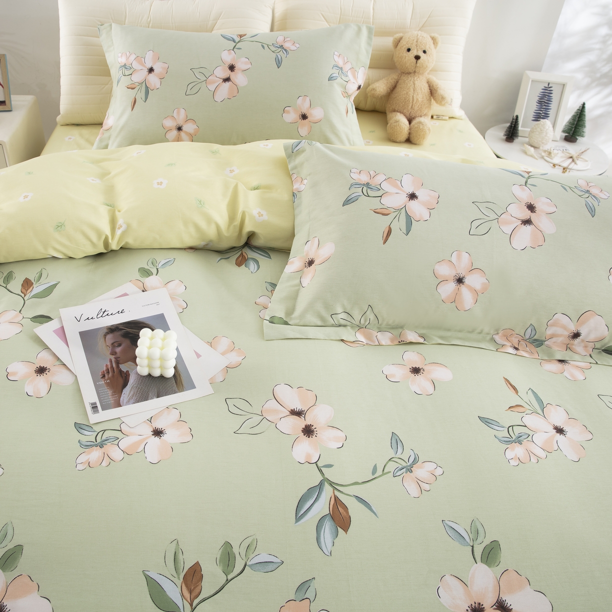 91家纺网 家纺一手货源 找家纺 鲁爱家纺供货 全棉斜纹印花四件套 花梦初醒