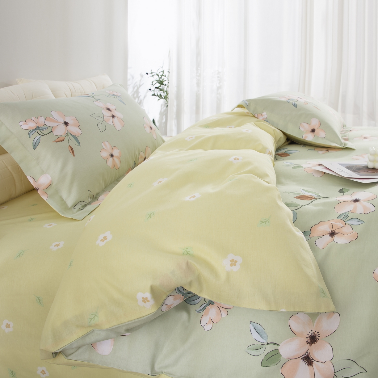 91家纺网 家纺一手货源 找家纺 鲁爱家纺供货 全棉斜纹印花四件套 花梦初醒