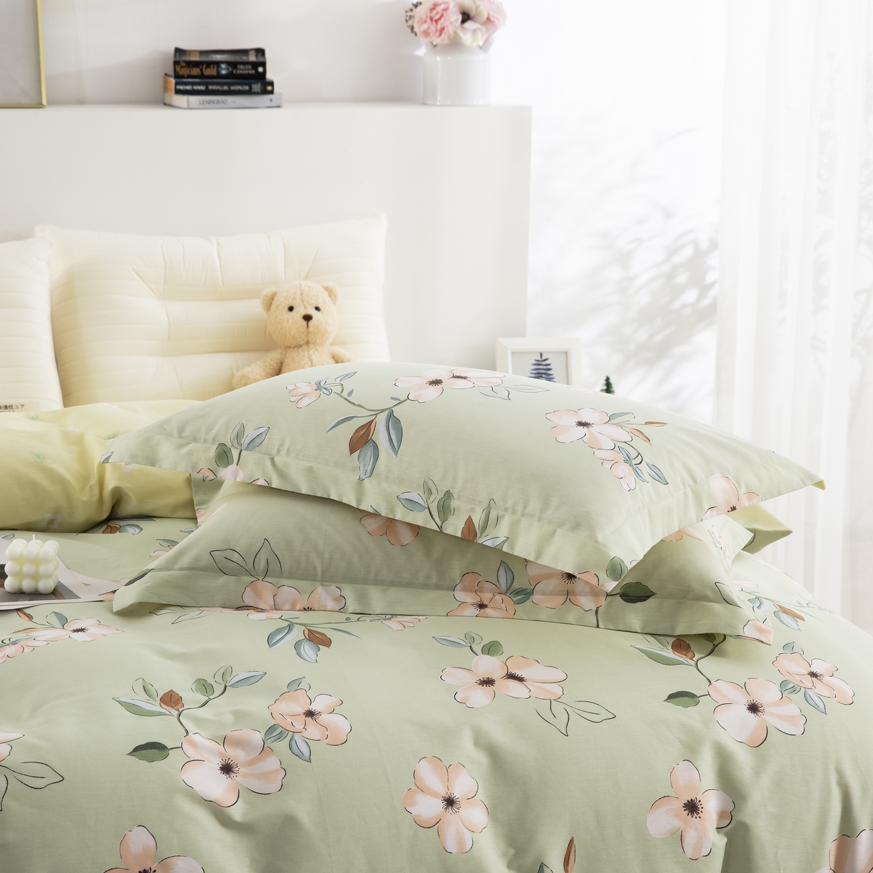 91家纺网 家纺一手货源 找家纺 鲁爱家纺供货 全棉斜纹印花四件套 花梦初醒