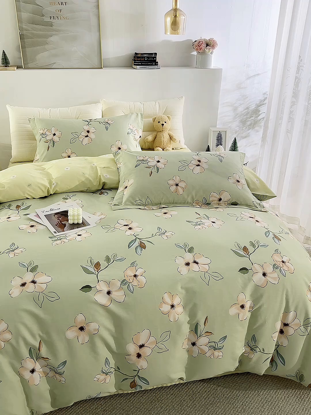 91家纺网 家纺一手货源 找家纺 鲁爱家纺供货 全棉斜纹印花四件套 花梦初醒