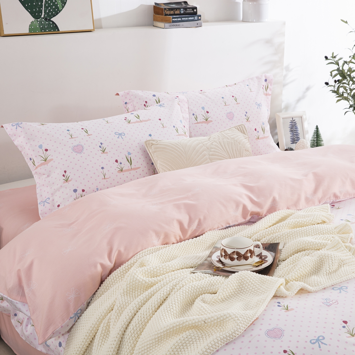 91家纺网 家纺一手货源 找家纺 鲁爱家纺供货 全棉斜纹印花四件套 花香晨语