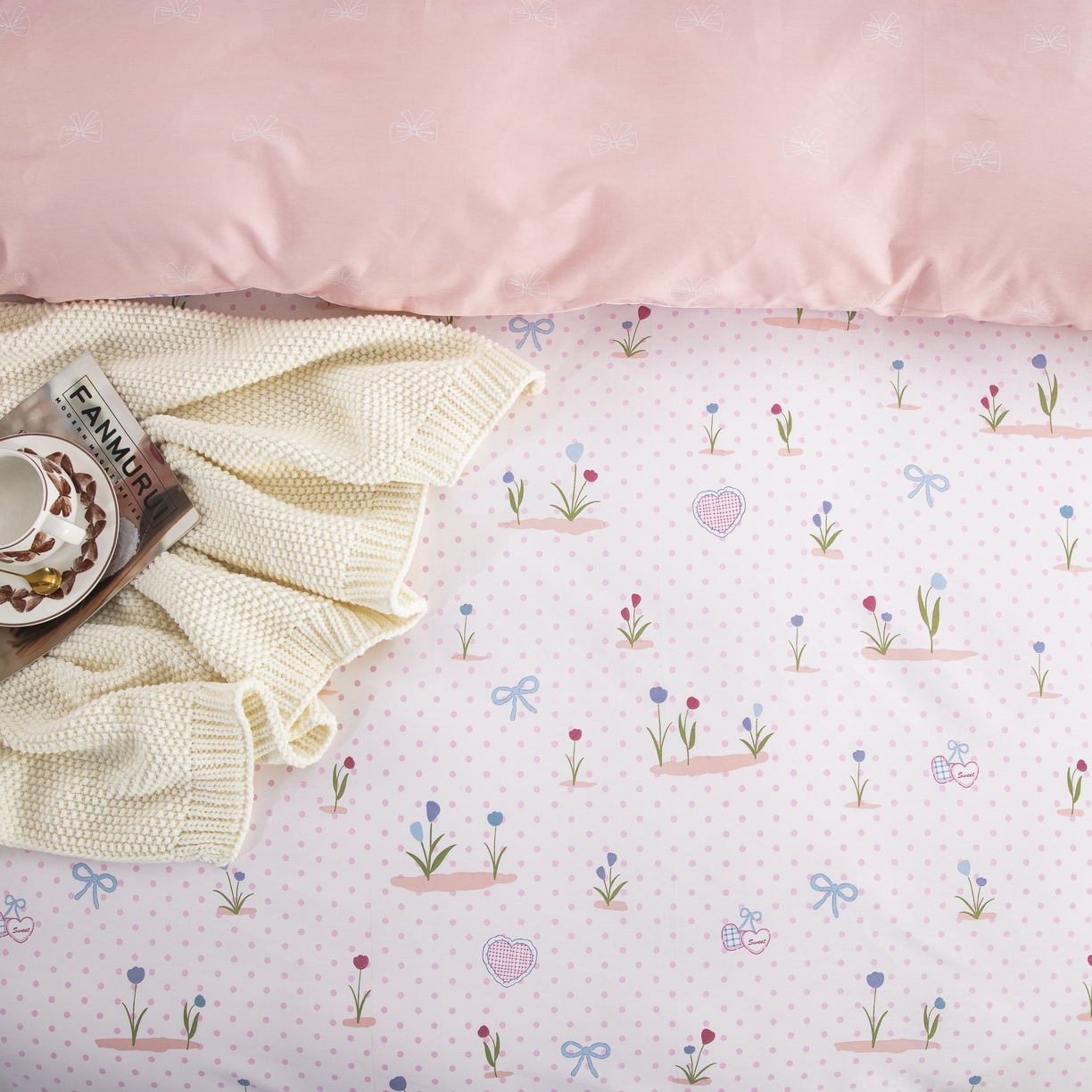 91家纺网 家纺一手货源 找家纺 鲁爱家纺供货 全棉斜纹印花四件套 花香晨语