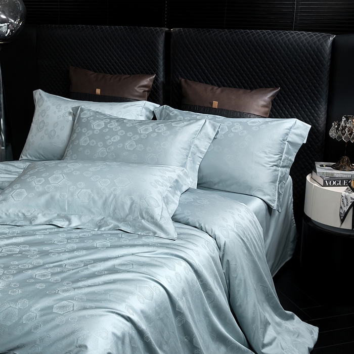 91家纺网 家纺一手货源 找家纺 安莱生活 新款100s全棉纯棉银丝简约四件套系列 五度空间001