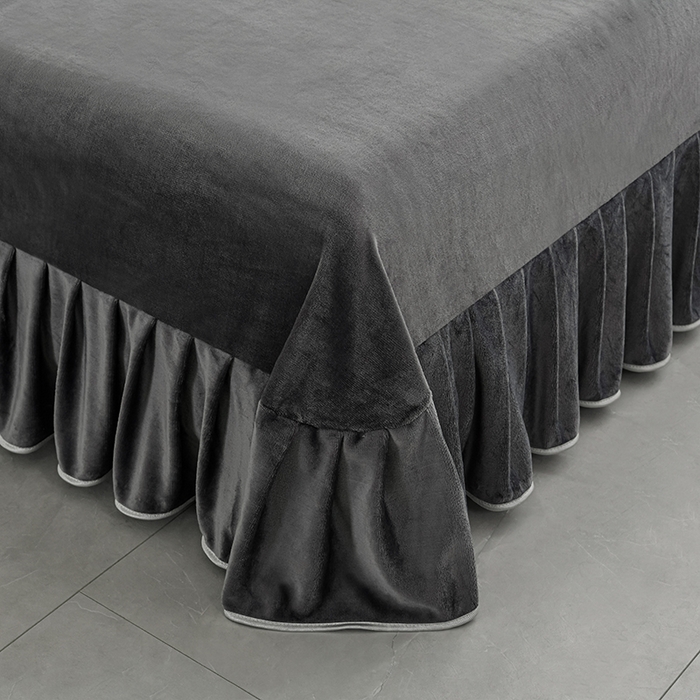 91家纺网 家纺一手货源 找家纺 梦宴 2025新款冬季牛奶绒加厚保暖床裙款法兰绒珊瑚绒四件套床上用品 金枝玉叶