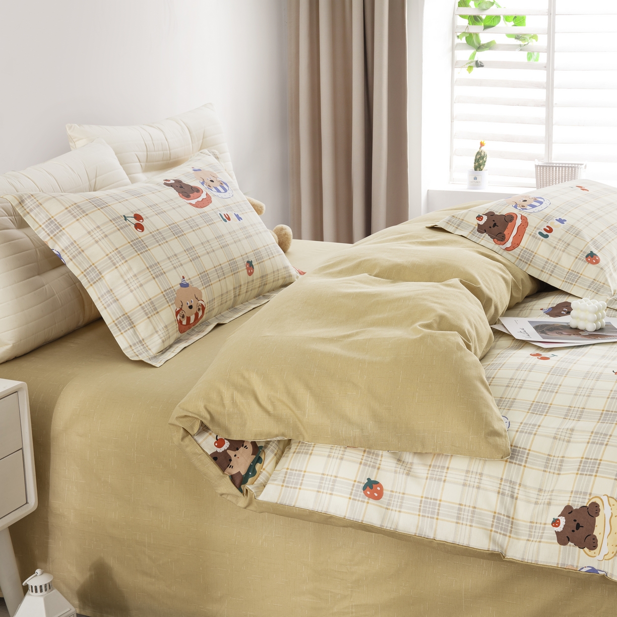 91家纺网 家纺一手货源 找家纺 鲁爱家纺供货 全棉斜纹印花四件套 可爱贝贝