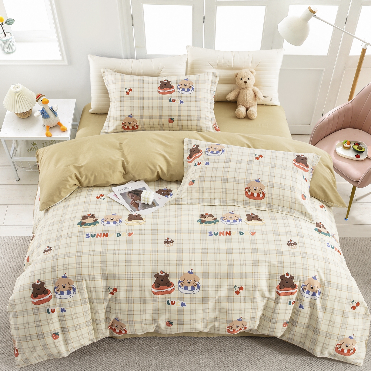 鲁爱家纺供货 全棉斜纹印花四件套 可爱贝贝