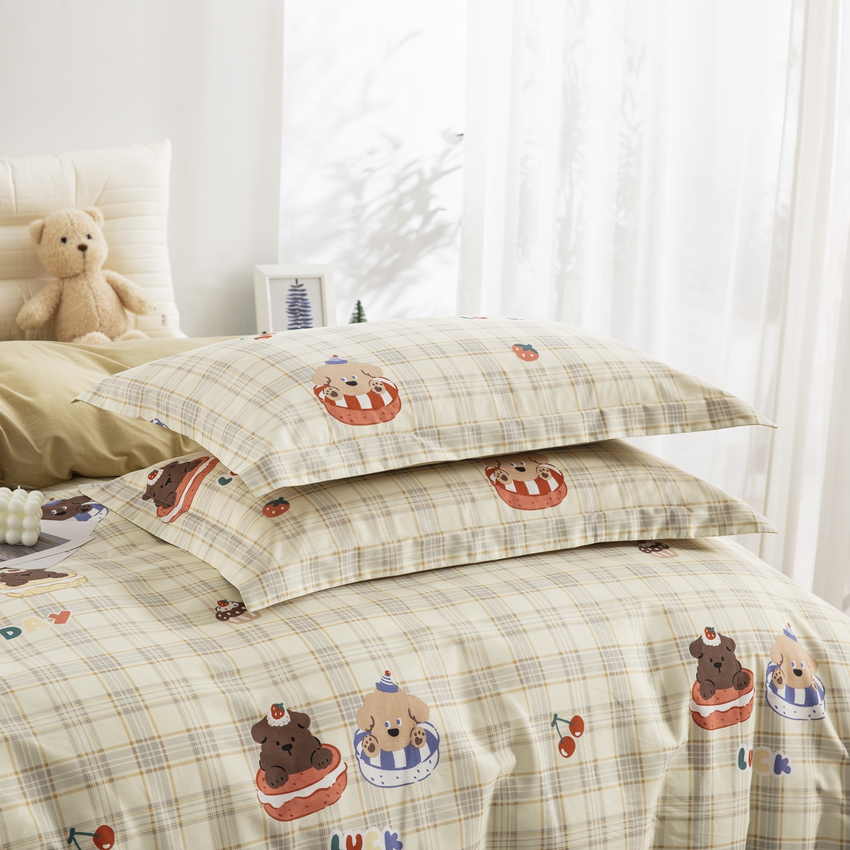 91家纺网 家纺一手货源 找家纺 鲁爱家纺供货 全棉斜纹印花四件套 可爱贝贝