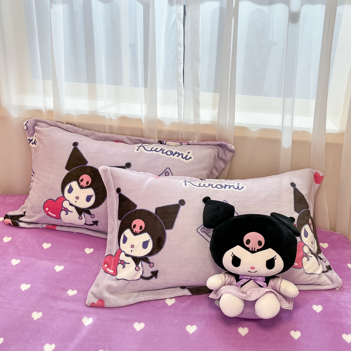 91家纺网 家纺一手货源 找家纺 暮思家居 2025新款三丽鸥正版授权高克重200克加厚保暖卡通牛奶绒四件套 牛奶绒-巴库库洛米