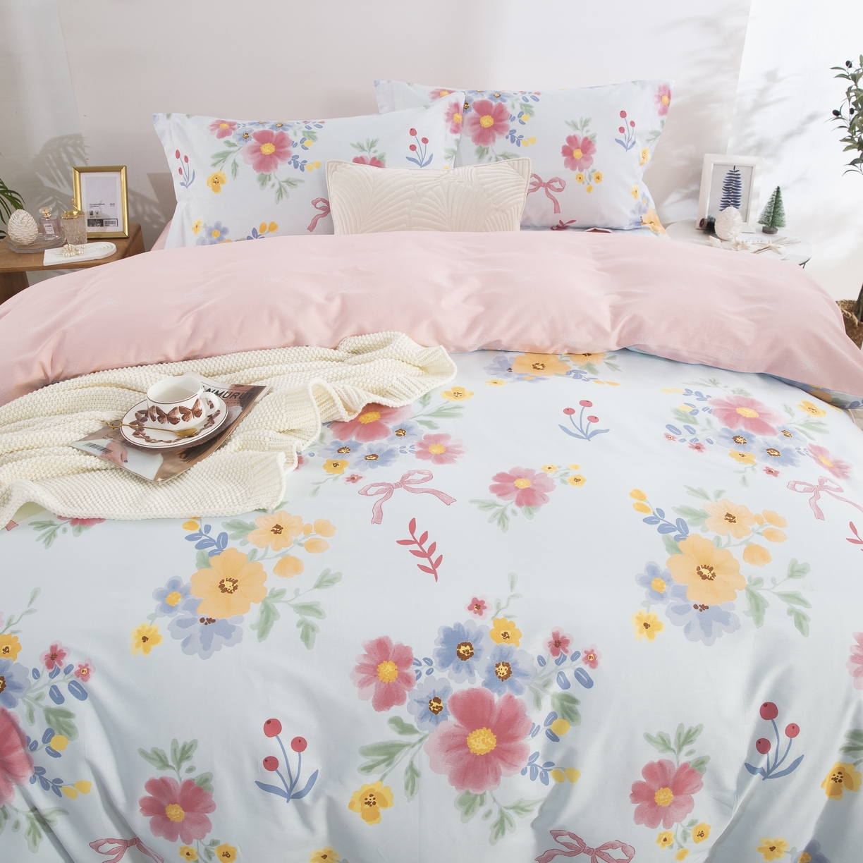 91家纺网 家纺一手货源 找家纺 鲁爱家纺供货 全棉斜纹印花四件套 夏日暖阳