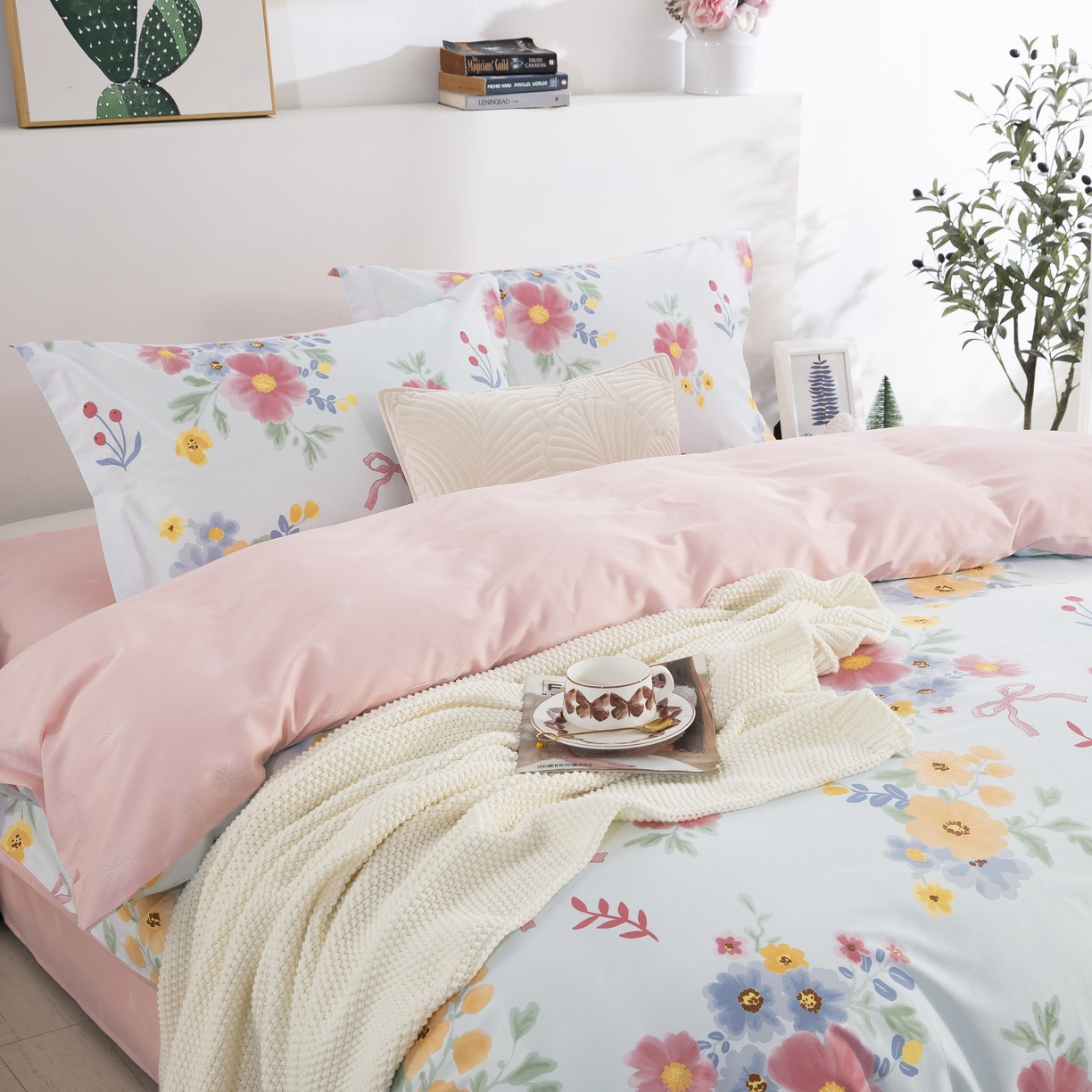 91家纺网 家纺一手货源 找家纺 鲁爱家纺供货 全棉斜纹印花四件套 夏日暖阳