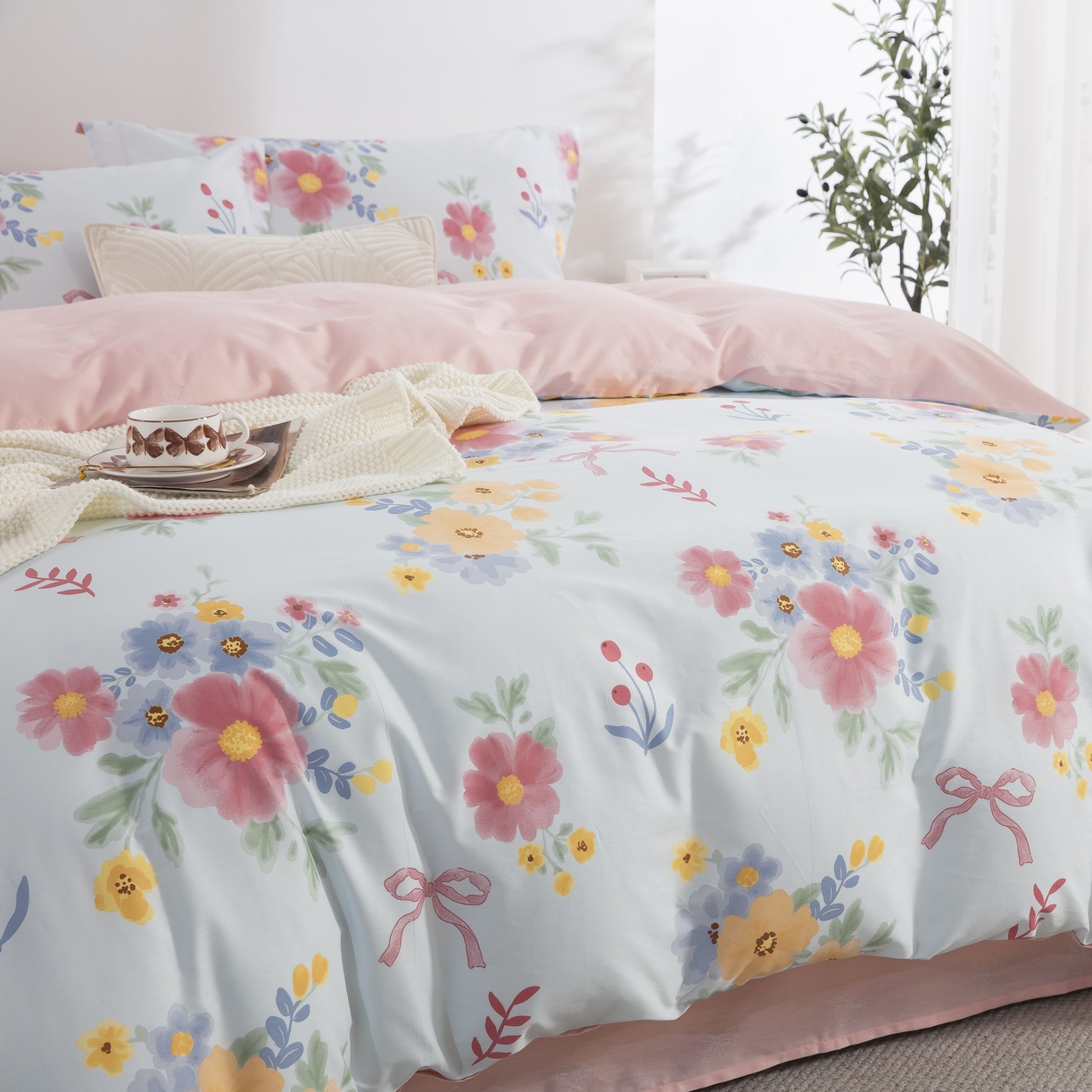 91家纺网 家纺一手货源 找家纺 鲁爱家纺供货 全棉斜纹印花四件套 夏日暖阳