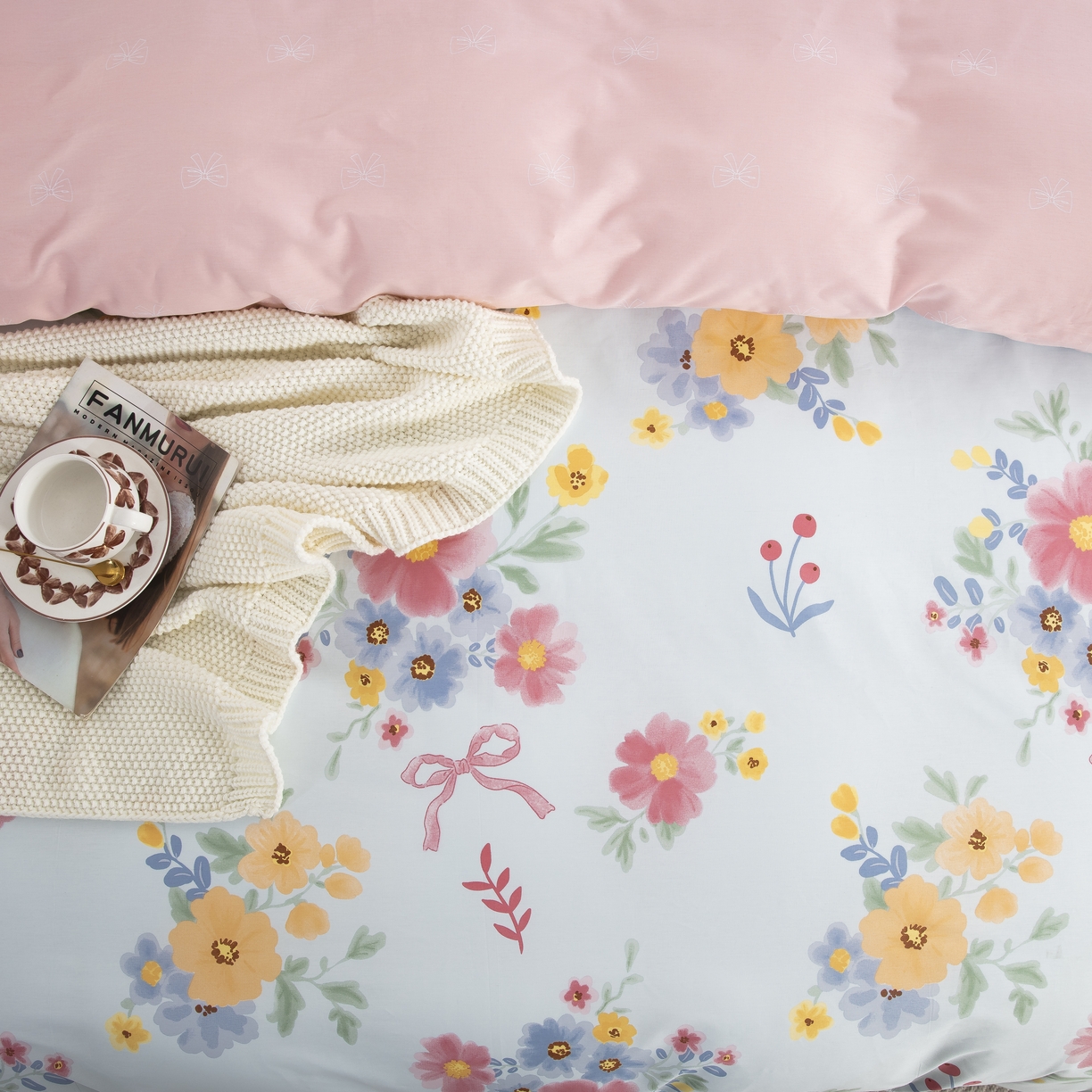 91家纺网 家纺一手货源 找家纺 鲁爱家纺供货 全棉斜纹印花四件套 夏日暖阳