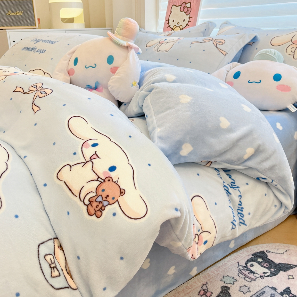 暮思家居 2025新款三丽鸥正版授权高克重200克加厚保暖卡通牛奶绒四件套 牛奶绒-点点玉桂狗