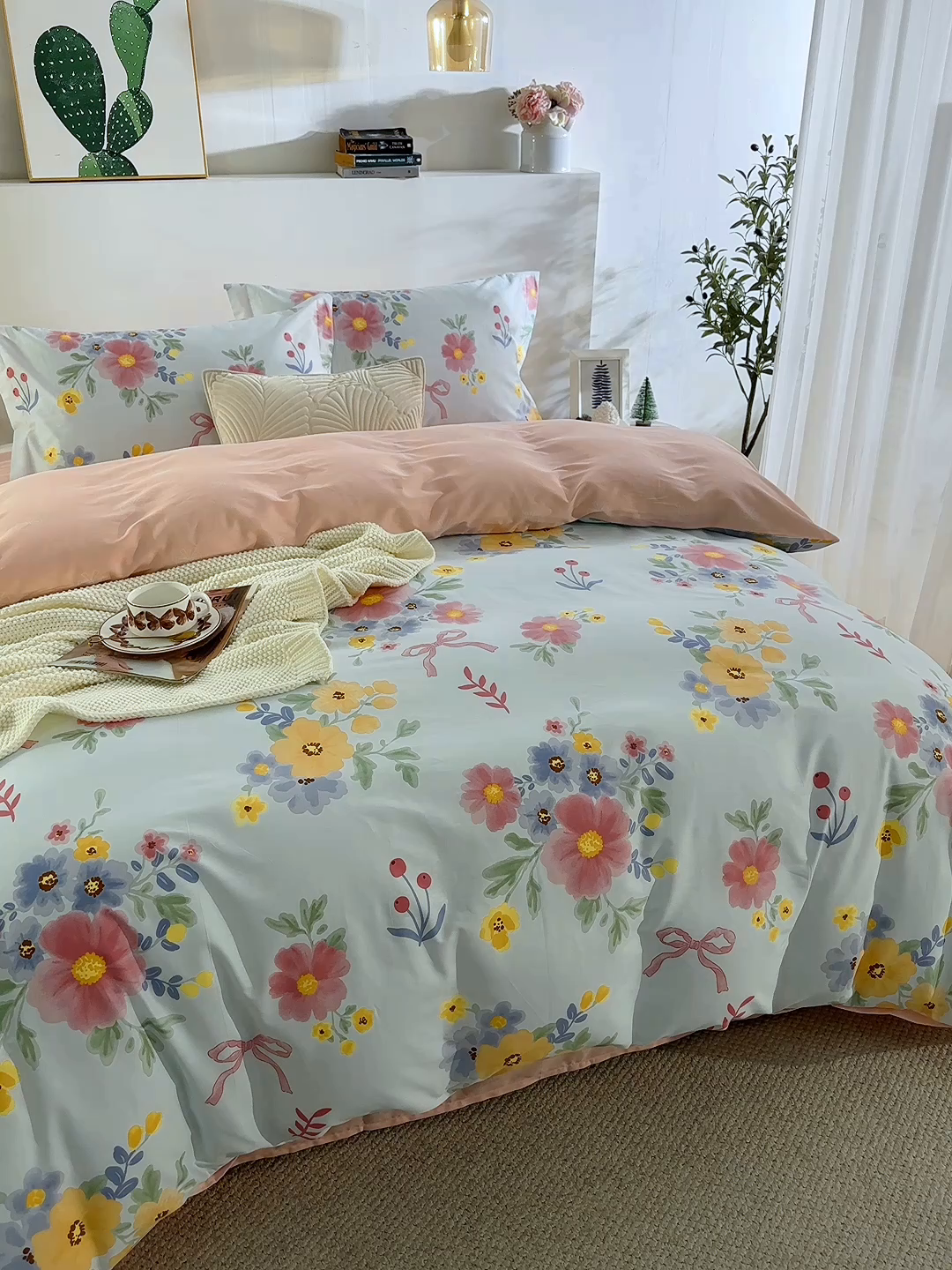 91家纺网 家纺一手货源 找家纺 鲁爱家纺供货 全棉斜纹印花四件套 夏日暖阳