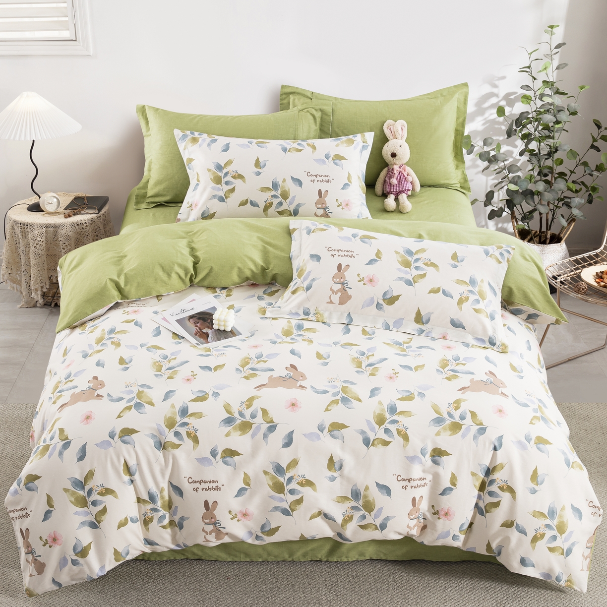 鲁爱家纺供货 全棉斜纹印花四件套 小兔子