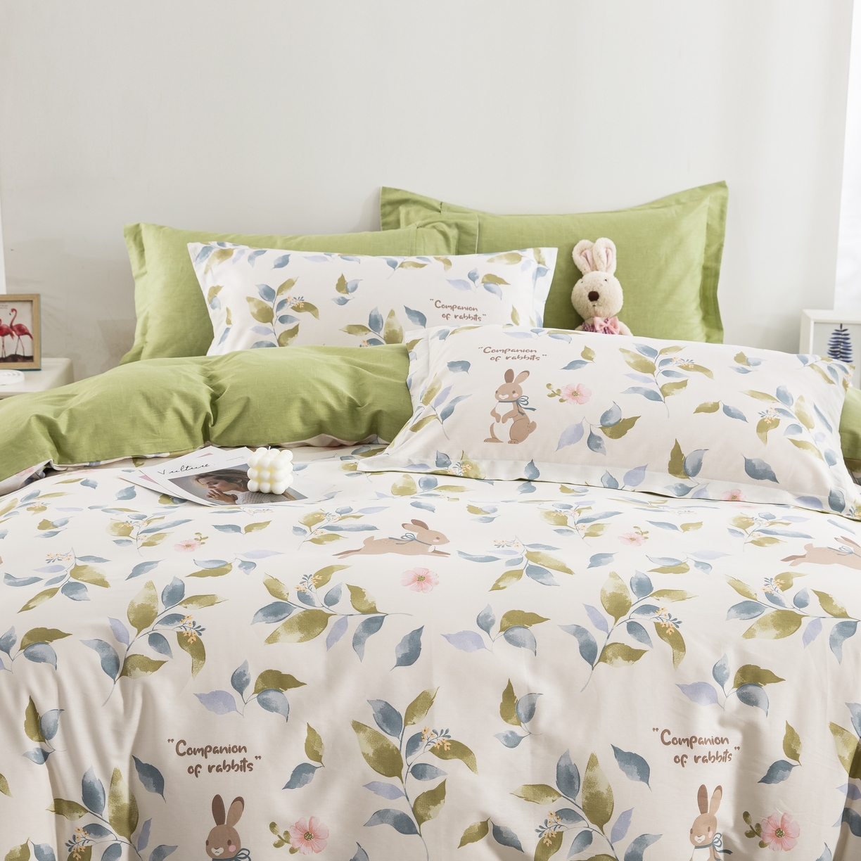 91家纺网 家纺一手货源 找家纺 鲁爱家纺供货 全棉斜纹印花四件套 小兔子