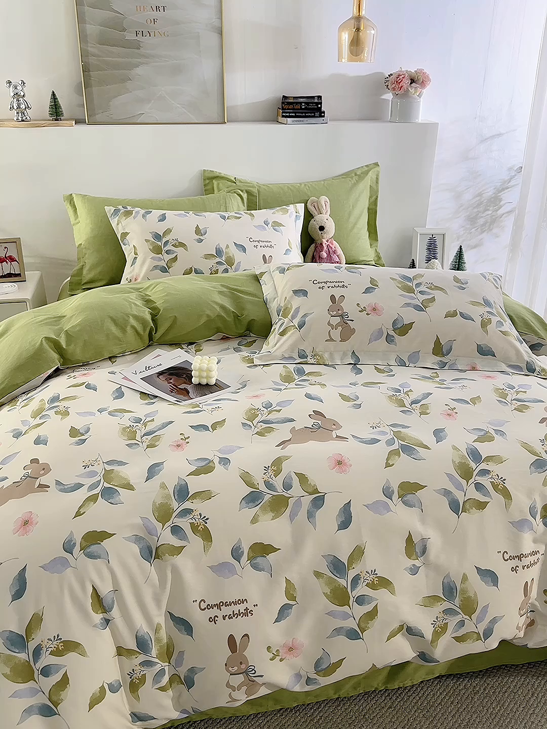 91家纺网 家纺一手货源 找家纺 鲁爱家纺供货 全棉斜纹印花四件套 小兔子